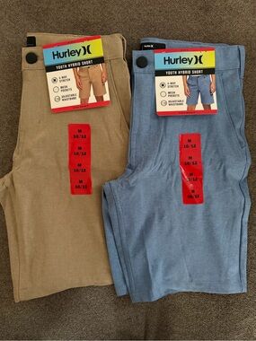 Hurley Boys Youth Hybrid Shorts in Tan and Light Blue